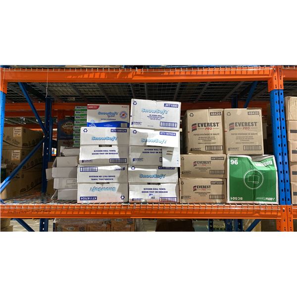 LOT OF FREEZER BAGS, KITCHEN ROLL TOWELS, INSULATED FOIL AND BATHROOM TISSUE
