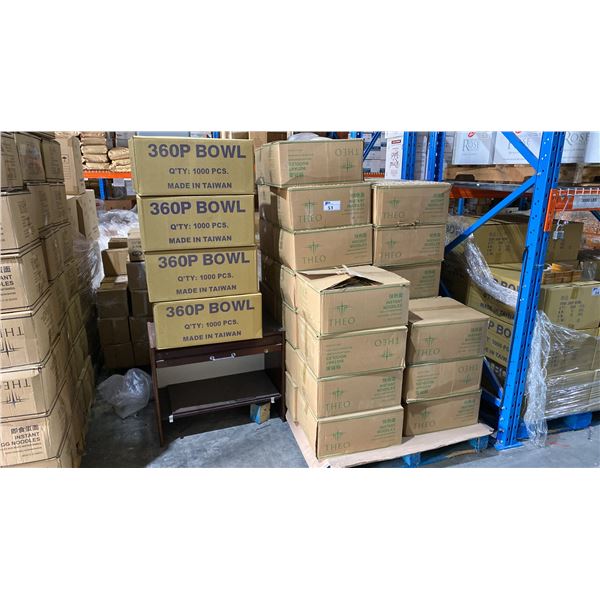 PALLET LOT OF THEO INSTANT NOODLES AND 360P BOWLS