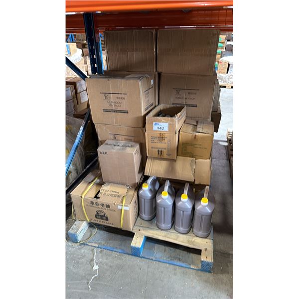 PALLET LOT OF MUSHROOM SOY SAUCE AND OTHER ITEMS