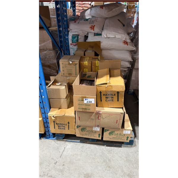 PALLET LOT OF ASSORTED INDIAN FOODS / GRAINS