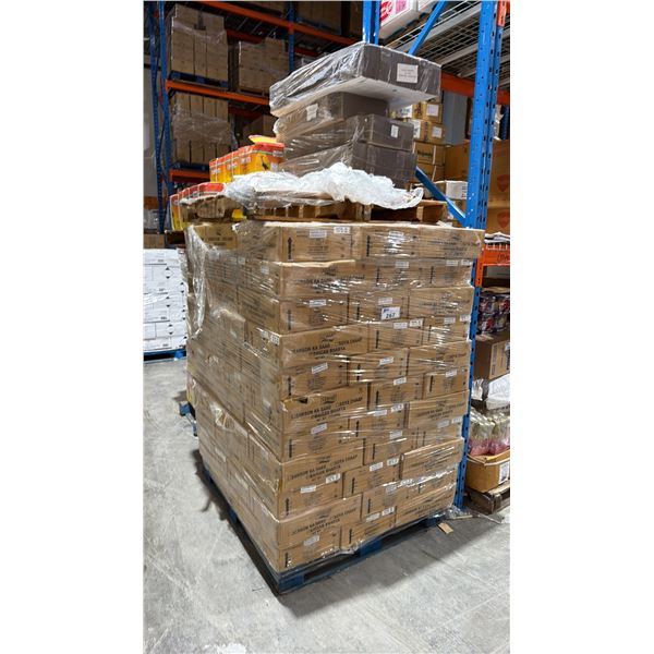 PALLET LOT OF BAIGAN BHARTA AND CARDBOARD BOXES