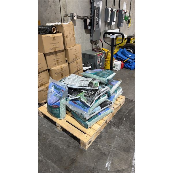 PALLET JACK WITH PALLET OF FOOD PRODUCT