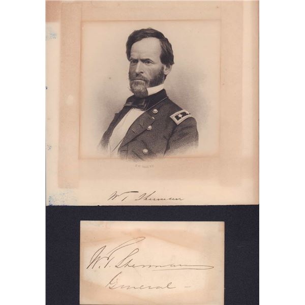 General William Tecumseh Sherman Signed Portrait and Personal Calling Card