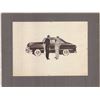 Image 1 : Wayne Hall Pen & Ink & Color Wash Drawing 1950s Ford