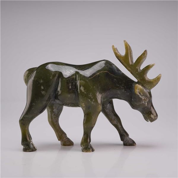 Inuit Hand Carved Jade Moose Figurine