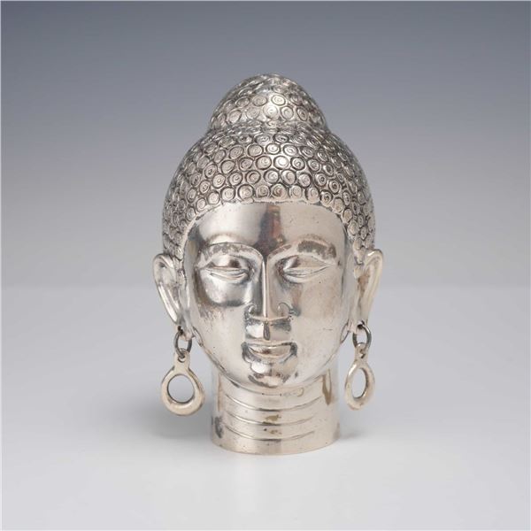 Southeast Asian Style 900 Silver Buddha Head Sculpture