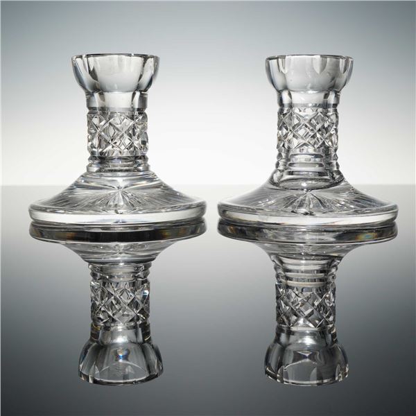 A Pair of Waterford Crystal Single Light Candlesticks