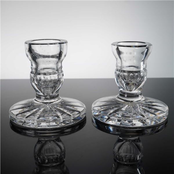 A Pair of Waterford Glandore Pattern Cut Crystal Baluster Candlesticks