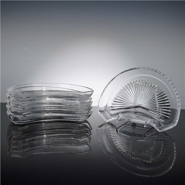 Val Saint Lambert Radial Cut Crystal Crescent Salad Plates
