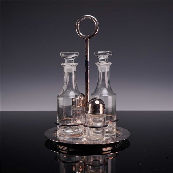 Christofle Vertigo Silver-Plated and Glass Condiment Set