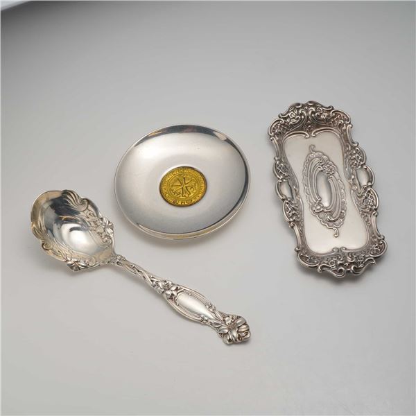 Three Sterling Silver Decorative- Frontenac Spoon and Pin Trays