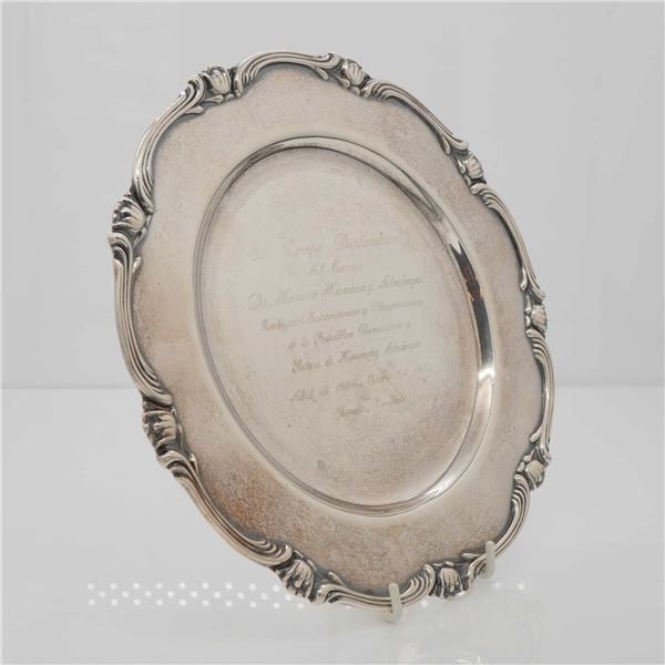 Camusso Attributed Peruvian Sterling Silver Diplomatic Presentation Plate