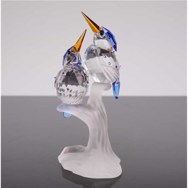 Swarovski Crystal Malachite Kingfishers on Branch Figurine 623323