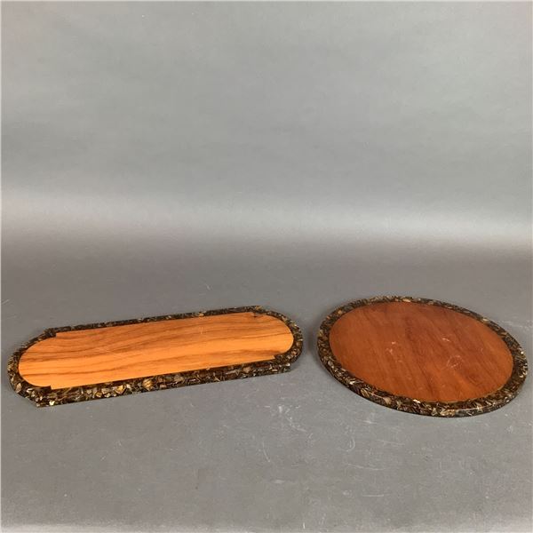 Two Mid-Century Wood and Resin Serving Boards