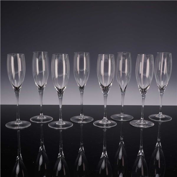 Set of 8 Baccarat Crystal Dom Perignon Champagne Flutes