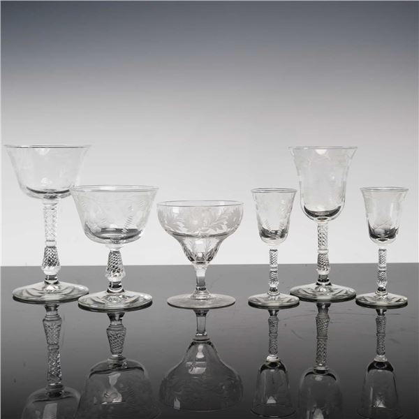 6pc Assortment of Libbey Rock Sharpe Crystal Stemware in the Marshfield Pattern