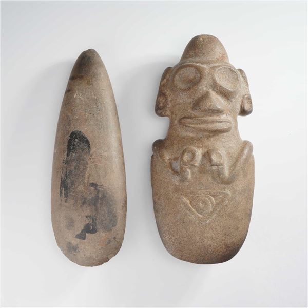 Two Ancient Taino Polished Stone Artifacts