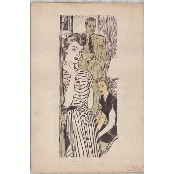Wayne Hall Pen & Ink & Color Illustration One of the Family