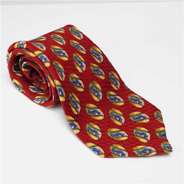 Valentino Mens Red Silk Patterned Necktie