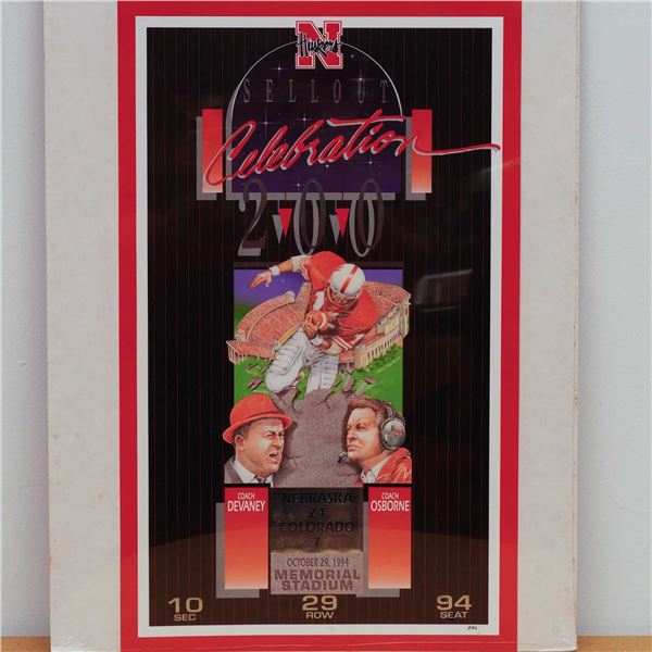 1994 University of Nebraska 200th Sellout Celebration Commemorative Poster