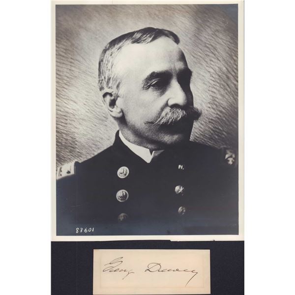 Spanish-American War Era US Navy Portrait and Clipped Signature of Admiral of the Navy George Dewey