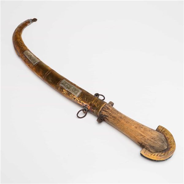 North African Islamic Style Koummiya Dagger with Engraved Scabbard