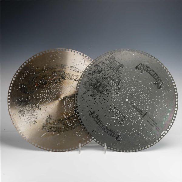 Regina Music Box Company 15.5-Inch Metal Music Box Discs, Circa 1896