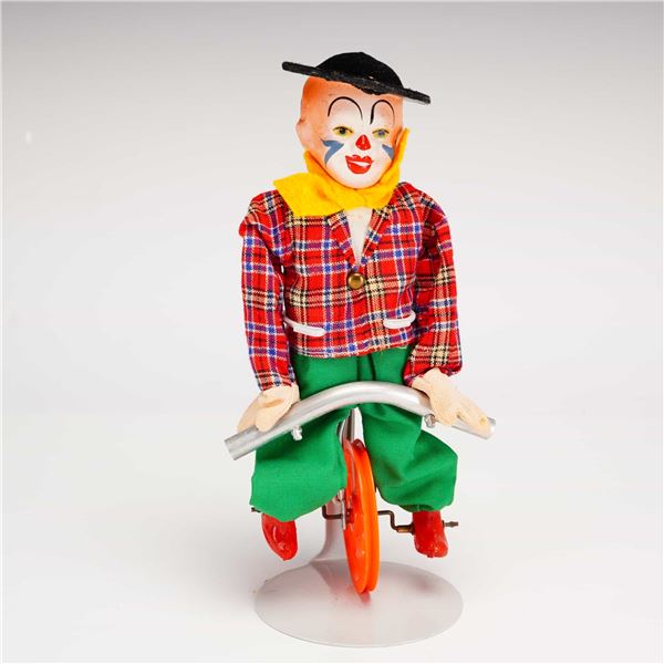 FEWO Tightrope Balancing Clown Unicycle Toy, 1950s