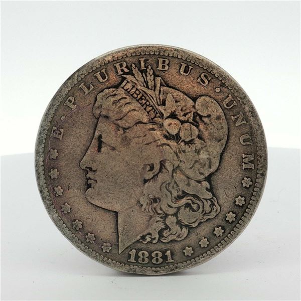 1881-S US One Dollar Morgan Silver Dollar, Circulated