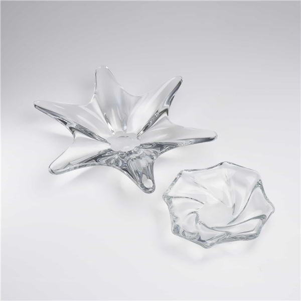 2pc Baccarat France Crystal Starfish Centerpiece Bowl and Dish