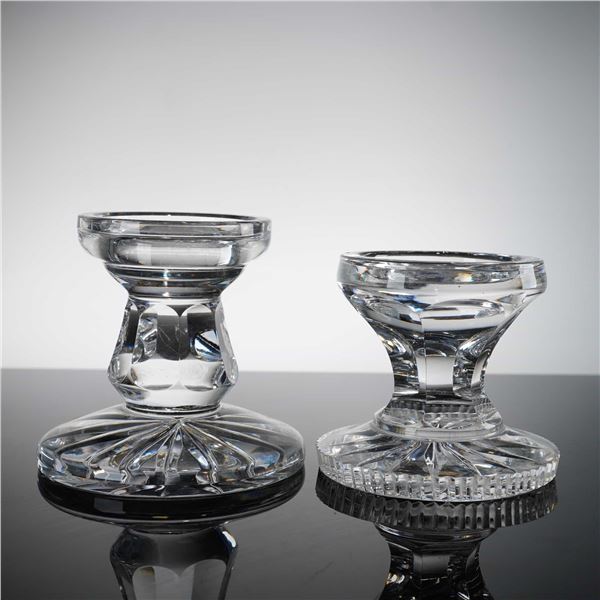 A Pair of Waterford Cut Lead Crystal Candlesticks, Glandore and Faceted Patterns