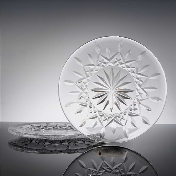 A Pair of Waterford Overture Pattern Cut Crystal Dessert Plates