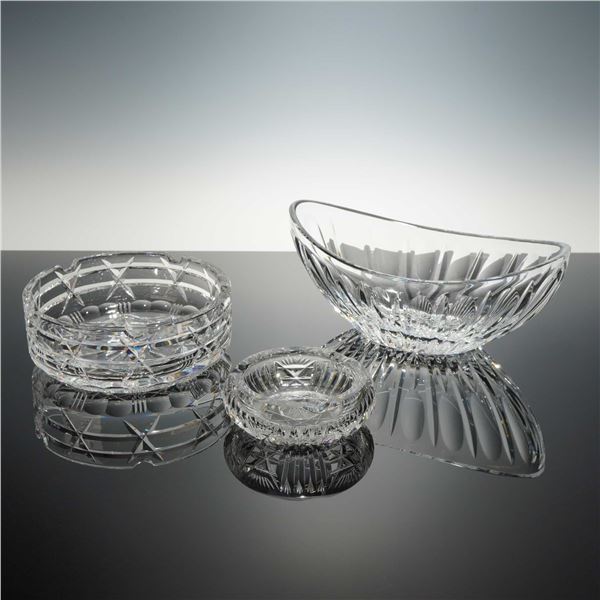 Three Pieces of Cut Lead Crystal Tableware in the Style of Godinger Dublin