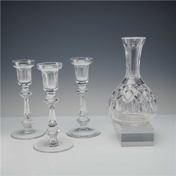 4pc Waterford Crystal Lismore Carafe and Curraghmore Candlesticks