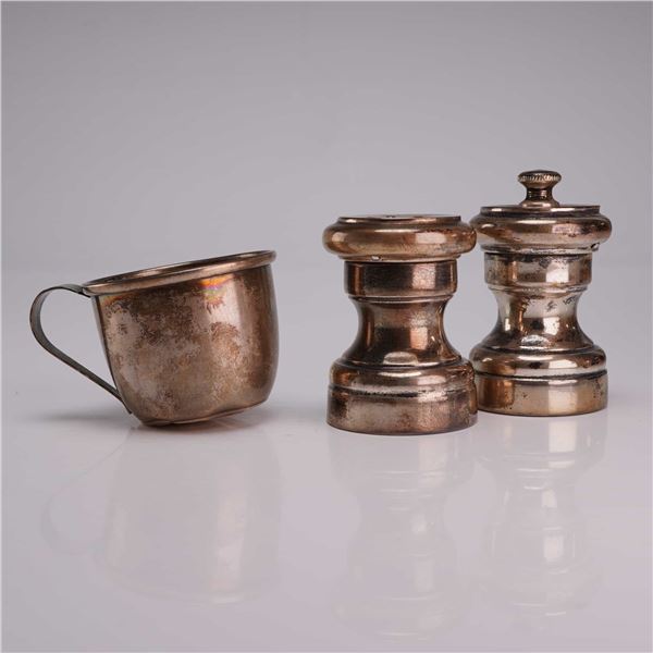 Three Sterling Silver Tableware Including Tiffany and Co Shaker and Web