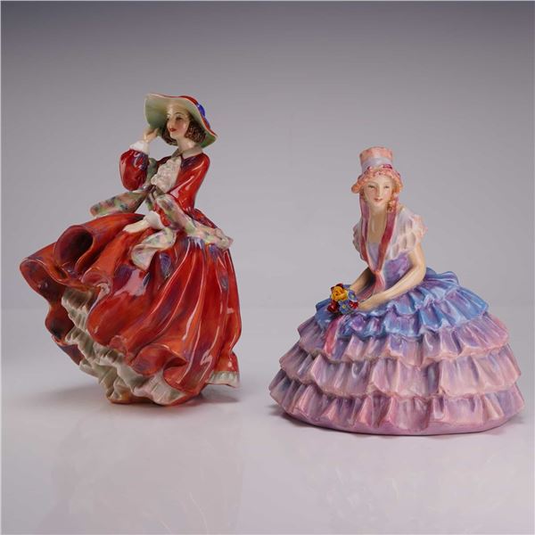 Two Royal Doulton Porcelain Figurines Top o the Hill HN1834 and Chloe HN1765