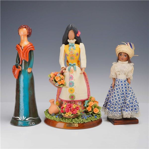 Three Dominican Republic Folk Art Figurines including Nora and Cenadarte Examples
