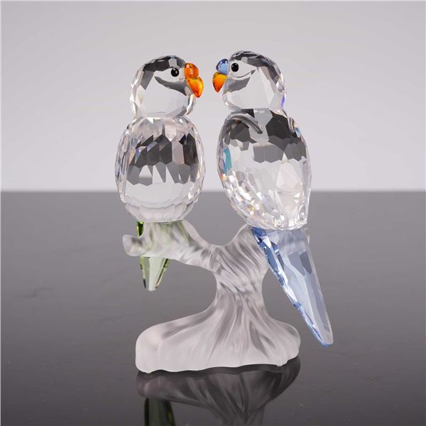 Swarovski Crystal Budgerigars Figurine 680627 by Michael Stamey