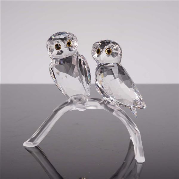 Swarovski Crystal Pair of Owls on Branch Figurine Model 1003312