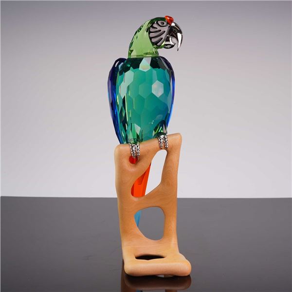 Swarovski Crystal Paradise Bird Macaw Chrome Green Parrot Figurine 685824