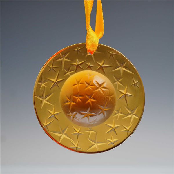 Lalique Amber Crystal Noel 1995 Star Christmas Ornament