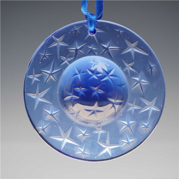Lalique France 1993 Noel Sapphire Blue Crystal Star Christmas Ornament