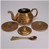 Image 2 : 13pc Set of Embossed Brass Tea Service Items