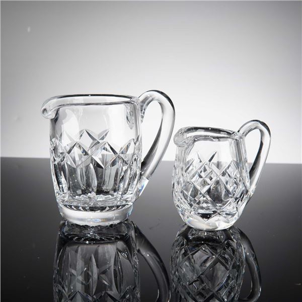 A Pair of Cut Lead Crystal Graduated Creamers, Attributed to Waterford