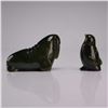 Image 2 : Two Inuit Style Carved Nephrite Jade Animal Figurines