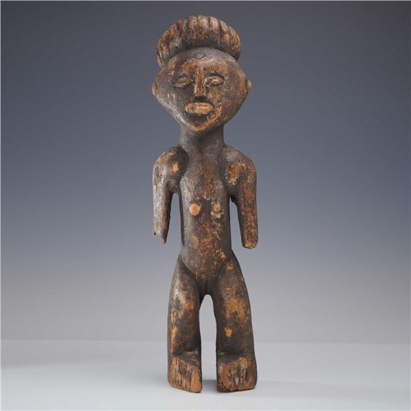 African Tribal Carved Hardwood Standing Female Figure