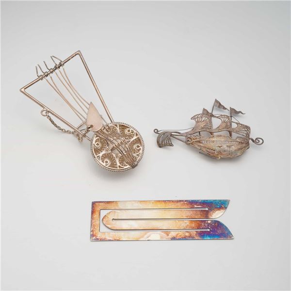 3pc Sterling Silver Items Including Robbe & Berking Bookmark