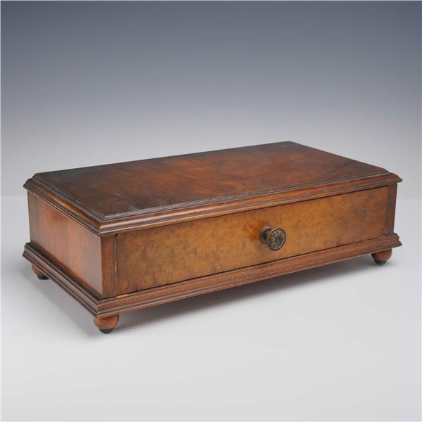 19th Century Biedermeier Style Burl Wood Miniature Single Drawer Chest