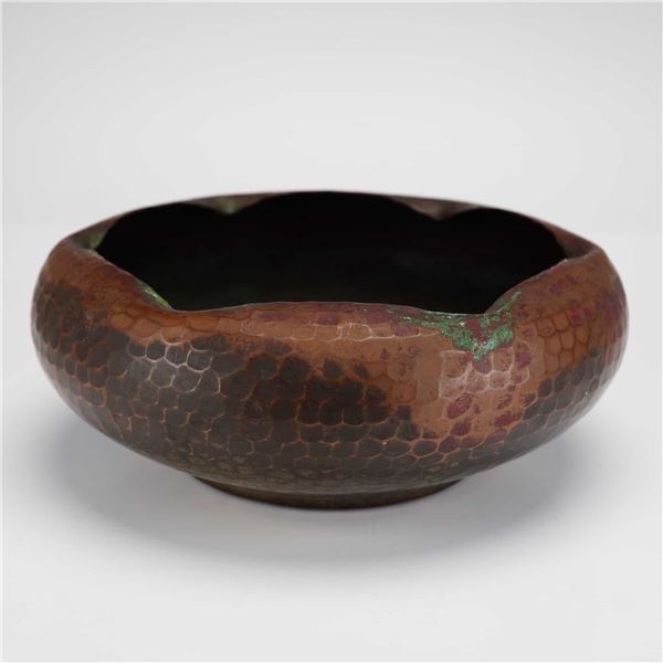 Hammered Copper Arts and Crafts Bowl by Harry Dixon for Roycroft