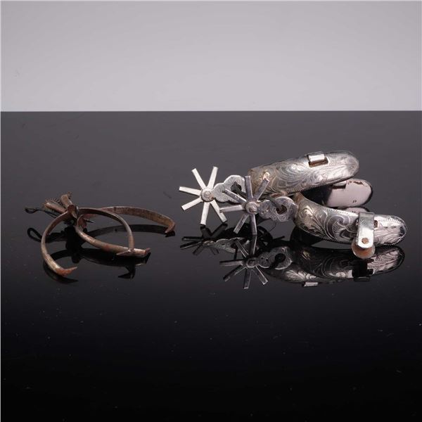 Two Pairs of Mexican Charro Style Metal Spurs